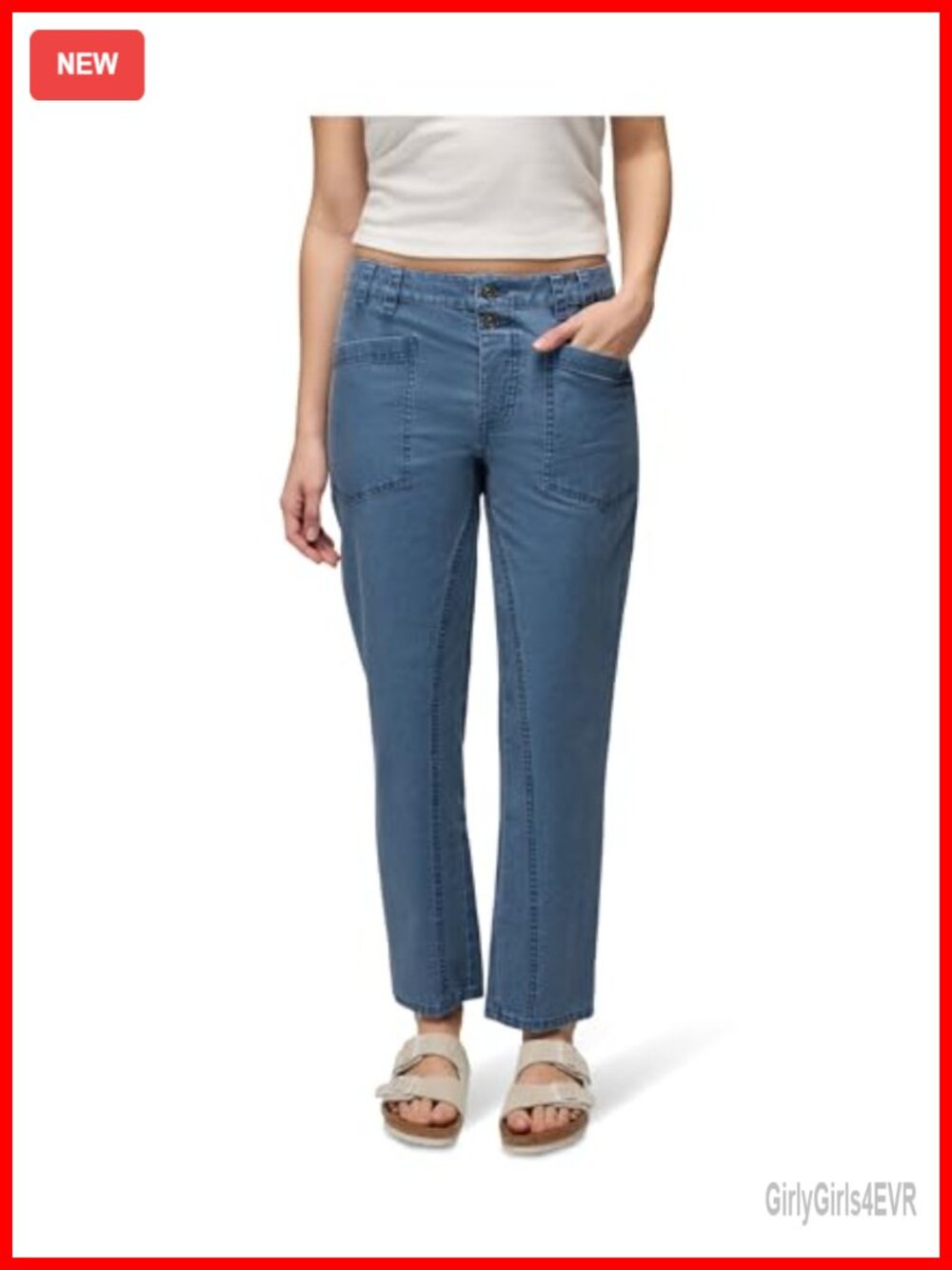 Organic Cotton Stretch Straight Leg Cargo Work Pants Mid Rise Regular Fit